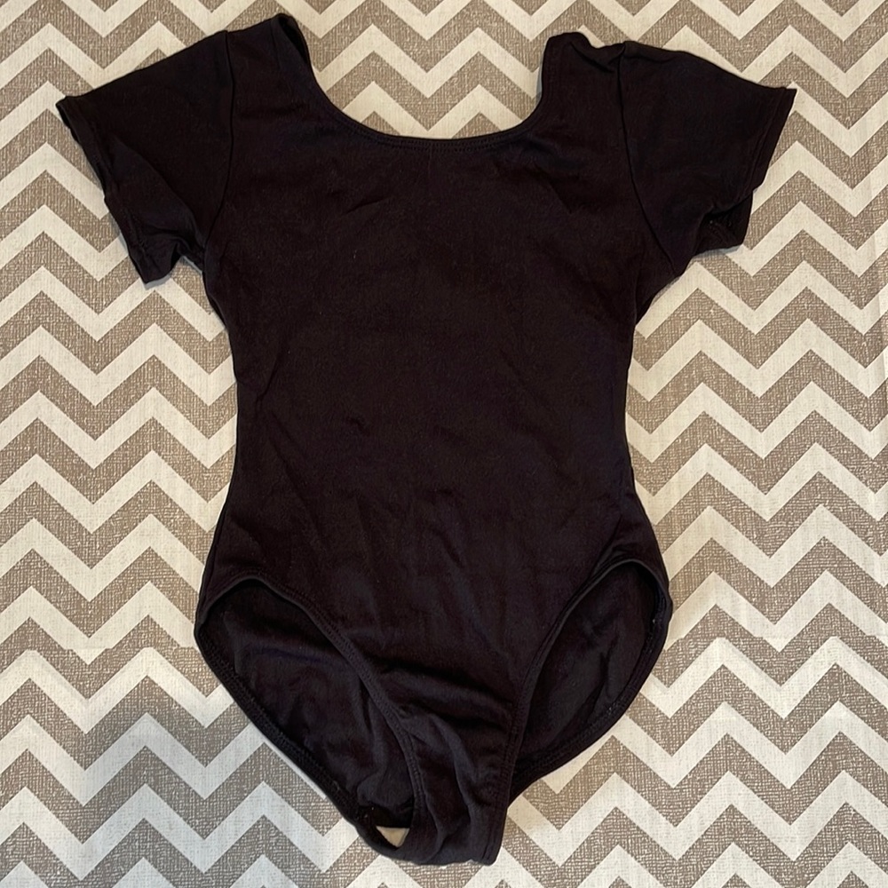 Jacques Moret Girls Black Leotard size 4/5